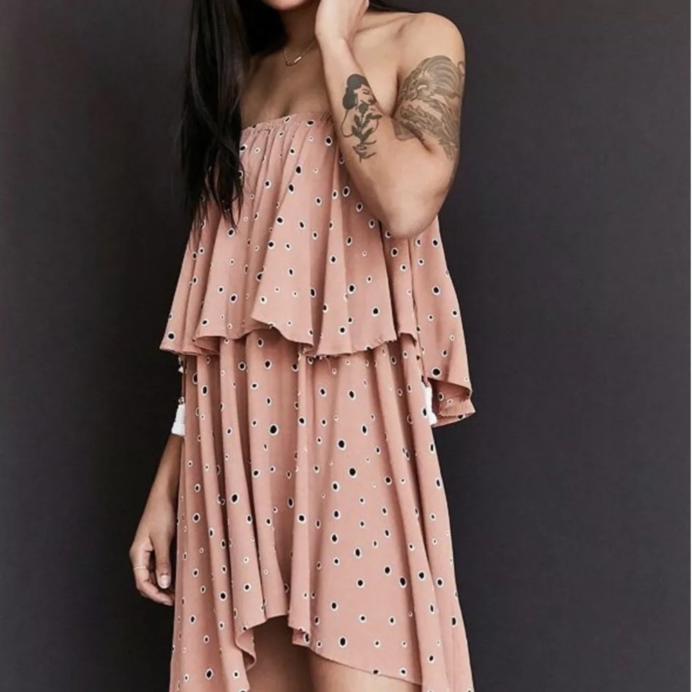 FAITHFULL THE BRAND DOTTED STRAPLESS MINI DRESS Z254-4
